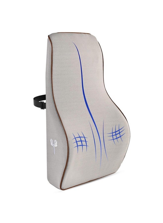 Grin Health SitRight Pro Full Lumbar Support Pillow Pure Memory Foam Backrest Cushion for Office Chair, Car & Back Pain Relief, Grey - Image 1