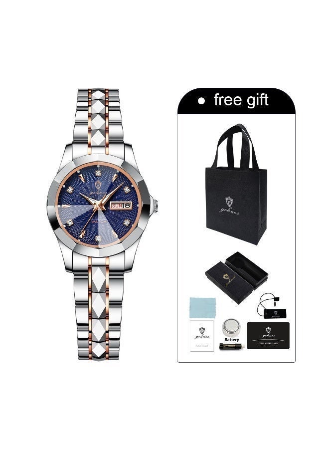 GOHUOS Women's watch, Stainless Steel Analog Waterproof Luminous Quartz Classic Luxury Round Business Fashion Wrist Watch - 26mm - Image 3