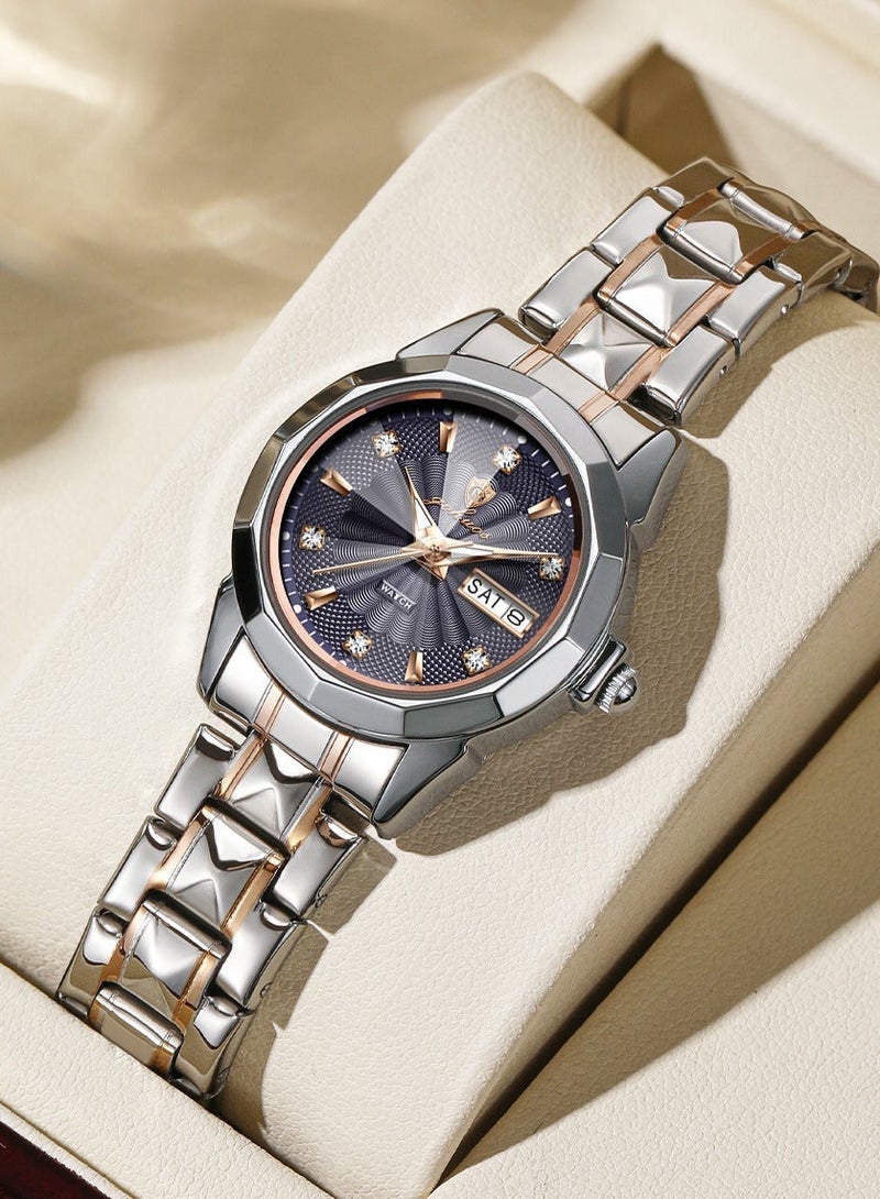 GOHUOS Women's watch, Stainless Steel Analog Waterproof Luminous Quartz Classic Luxury Round Business Fashion Wrist Watch - 26mm - Image 2