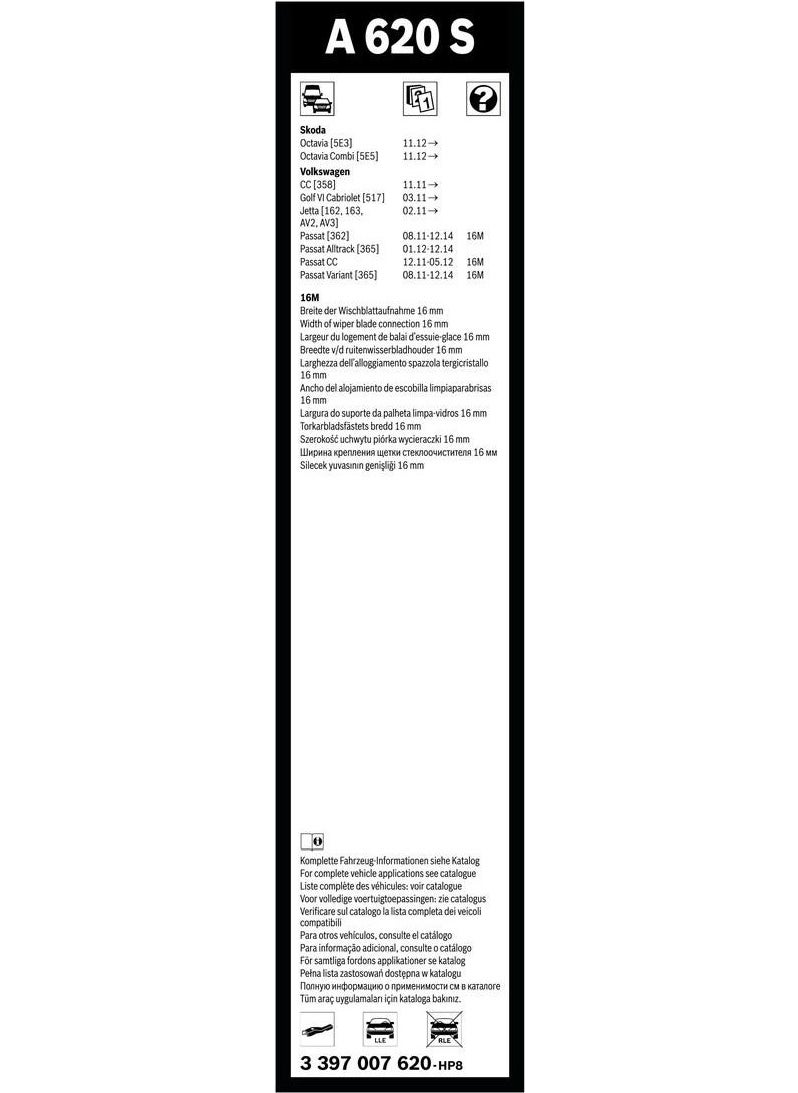 BOSCH Aerotwin Wiper Set - [600/475 mm] Skoda Octavia (2012 - 2021) [5e3] - A 620 S  - Image 2