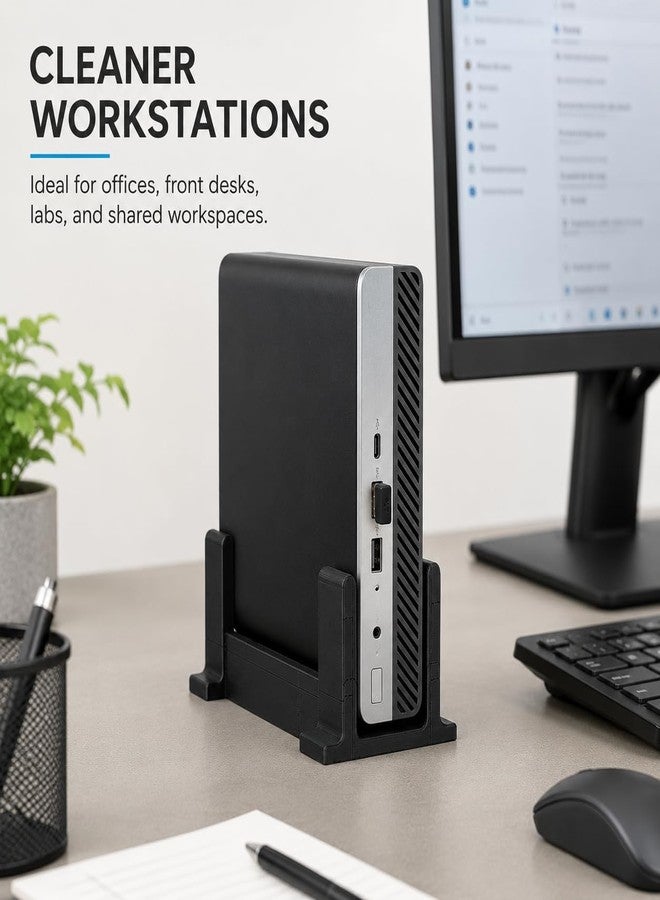 splash n color حامل مكتبي عمودي من سبلاش آند كلر متوافق مع أجهزة HP EliteDesk 800 G3 G4 G5 Mini - دعامة رأسية ثابتة | حامل جانبي موفر للمساحة | قاعدة كمبيوتر صغيرة الحجم - Image 4