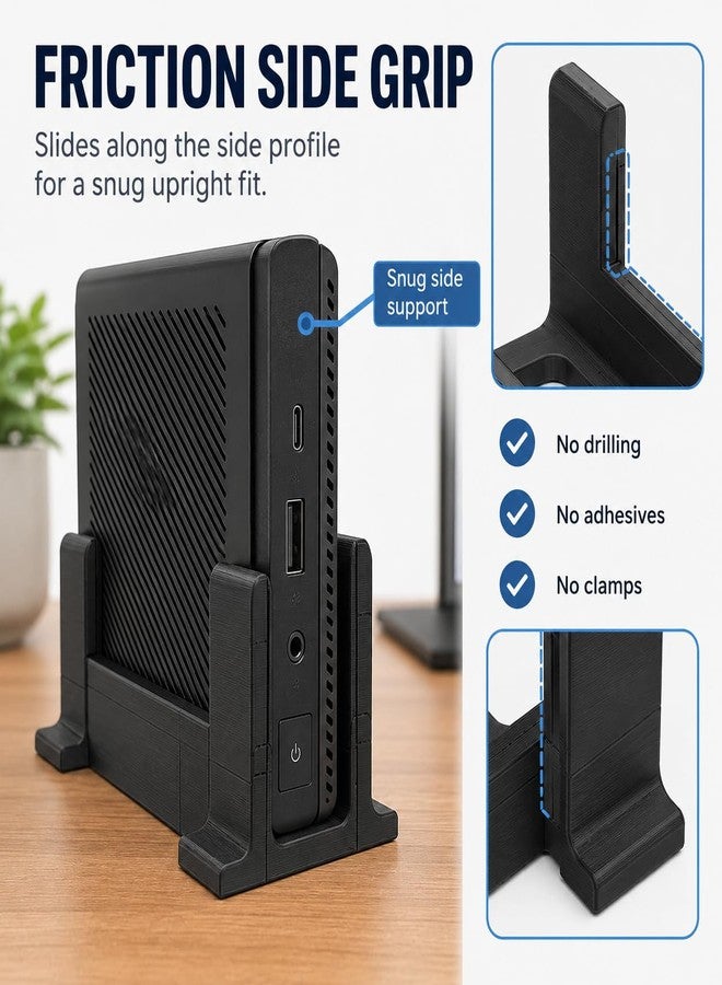 splash n color حامل مكتبي عمودي من سبلاش آند كلر متوافق مع أجهزة HP EliteDesk 800 G3 G4 G5 Mini - دعامة رأسية ثابتة | حامل جانبي موفر للمساحة | قاعدة كمبيوتر صغيرة الحجم - Image 3