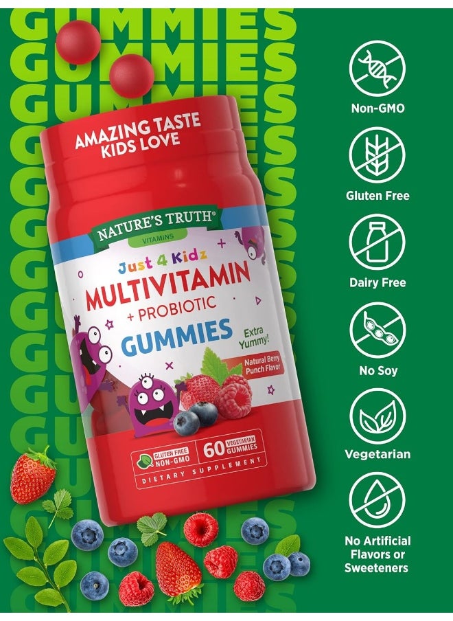 Nature's Truth Kids Multivitamin Gummies with Probiotics | 60 Count | Vegetarian, Non-GMO, Gluten Free Supplement | Vitamin C, D3 & Zinc | Berry Punch Flavor | by Nature's Truth  - Image 3