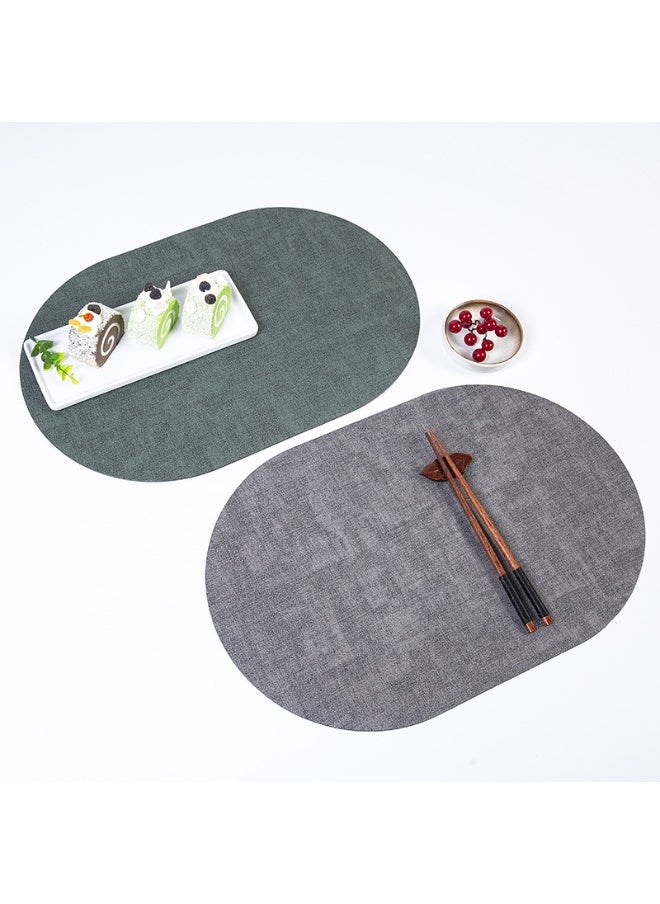 NIBEMINENT 2pcs Oval Leather Table Mat Waterproof, Dirt Resistant And Heat Resistant  - Image 2