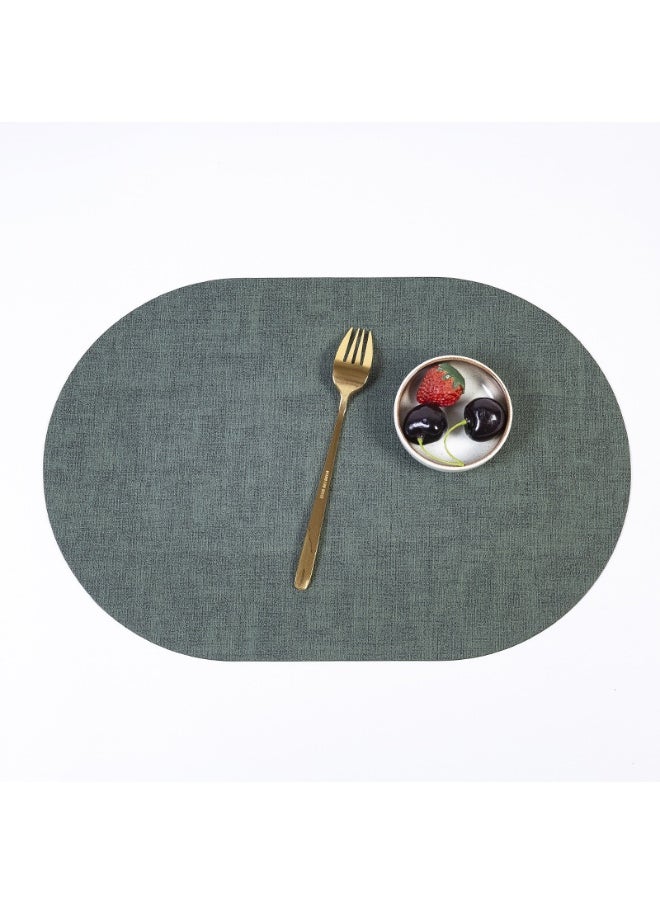 NIBEMINENT 2pcs Oval Leather Table Mat Waterproof, Dirt Resistant And Heat Resistant  - Image 1