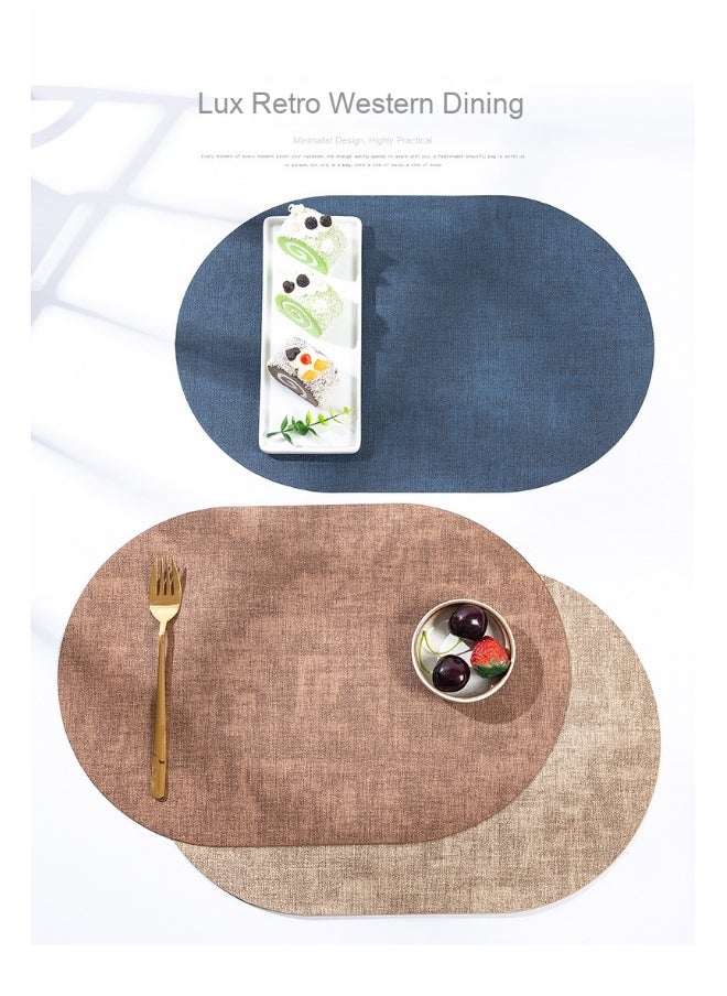 NIBEMINENT 2pcs Oval Leather Table Mat Waterproof, Dirt Resistant And Heat Resistant  - Image 3