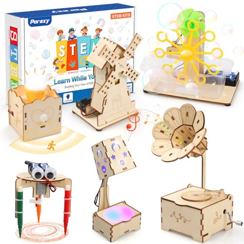 Poraxy STEM Kits for Kids Age 81012 6 in 1 Science Kits Wooden 3D Puzzles Toys for Ages 813 Building Projects Crafts Model Kits Birthday Gifts for Boys Girls Ages 7 8 9 10 11 12 13 Years Old - Image 1