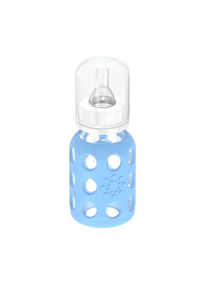 Lifefactory Glass Baby Bottle BPA Free | Protective Silicone Sleeve | 4 oz Pack of 2 | Sky Blue - Image 4