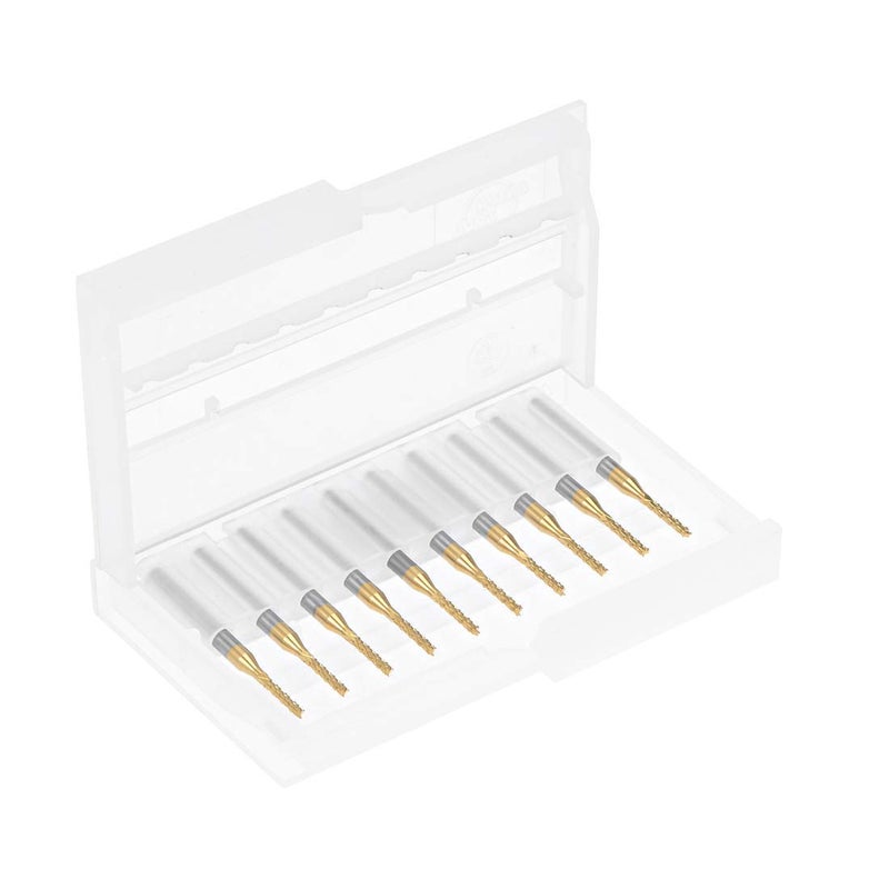 Nxtop 10Pcs 1.6mm Titanium Coat Carbide End Mill Engraving Milling Cutter CNC Router Bits for PCB Machine, 1/8" Shank - Image 4