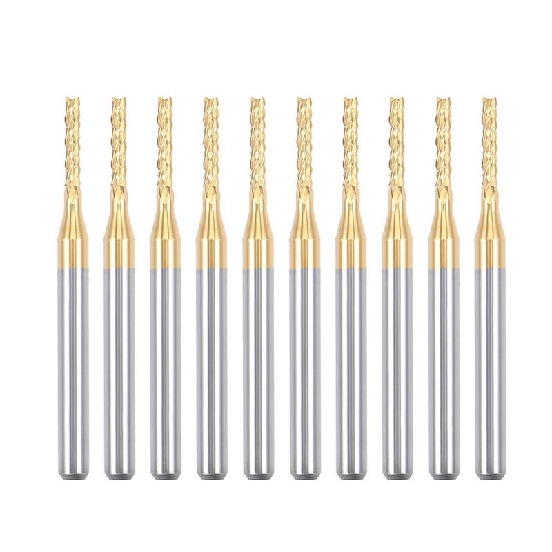 Nxtop 10Pcs 1.6mm Titanium Coat Carbide End Mill Engraving Milling Cutter CNC Router Bits for PCB Machine, 1/8" Shank - Image 1