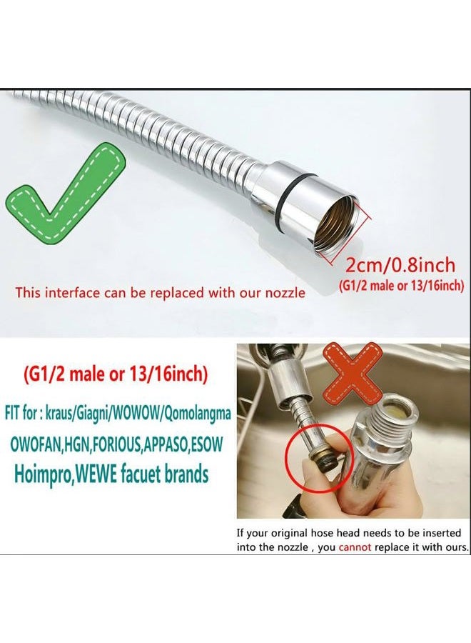 Koreyoshi PULL down kitchen faucet sprayer head replacement,| G1/2 male or 13/16inch,| 2-Functions pull out kitchen sink faucet head replacement parts Compatible with RV/Giagni facuet Brushed Nickel - Image 3