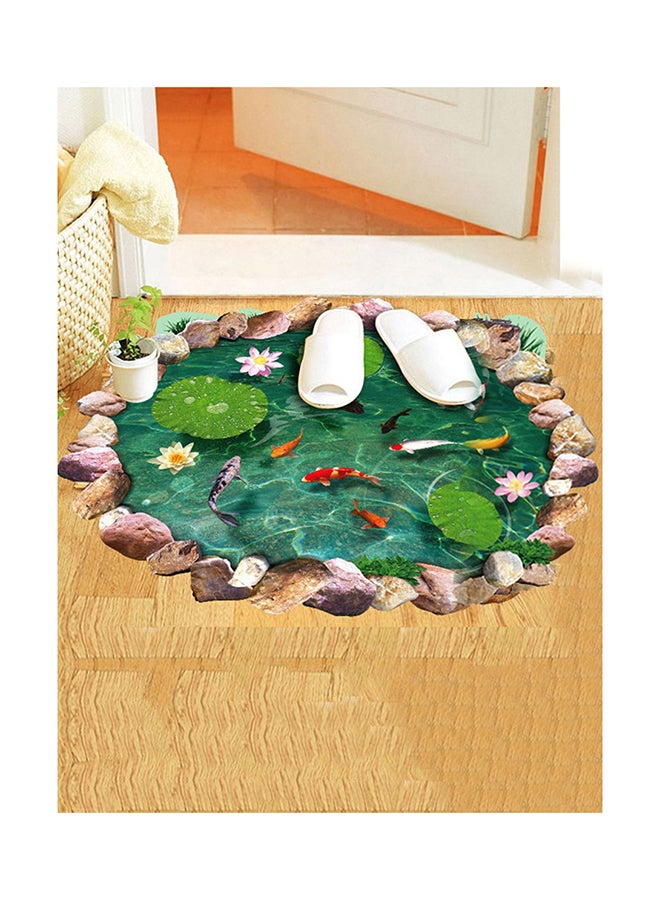 Waterproof Creative 3D Carp Lotus Pond Wall Floor Sticker Multicolour 90 x 60centimeter  - Image 1