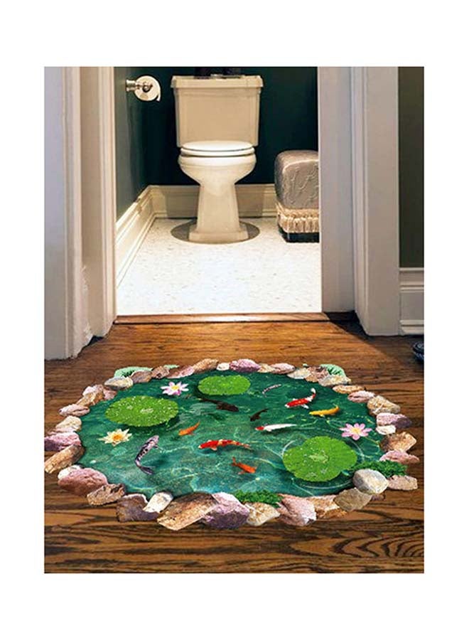Waterproof Creative 3D Carp Lotus Pond Wall Floor Sticker Multicolour 90 x 60centimeter  - Image 2