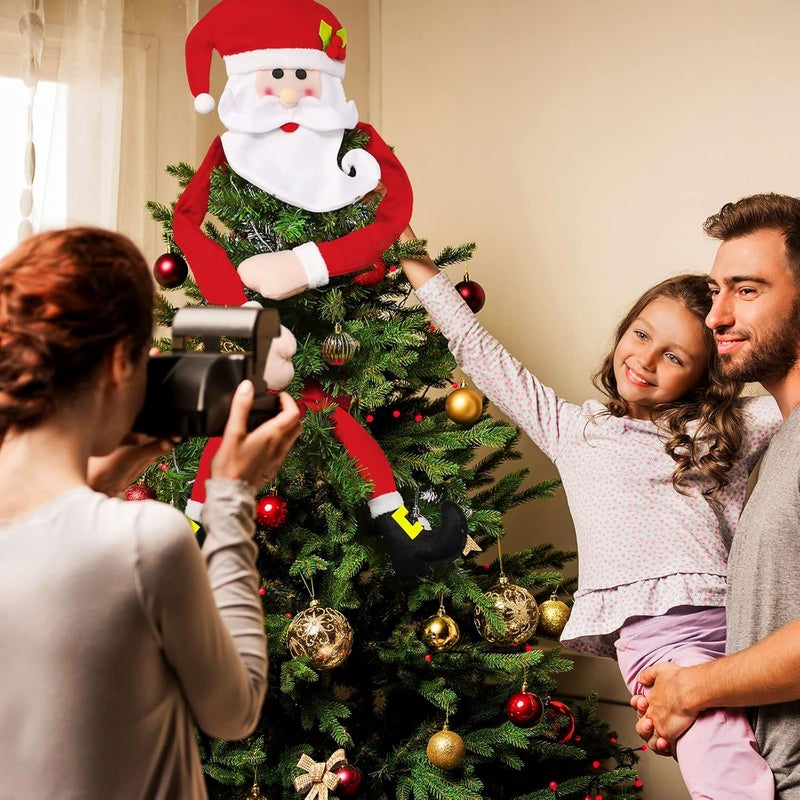 Sratte 2 Pieces Large Christmas Tree Topper Christmas Santa Hat and Long Arms Hugging Santa Clause Decorations Leg Ornament for Xmas Party Decor - Image 5