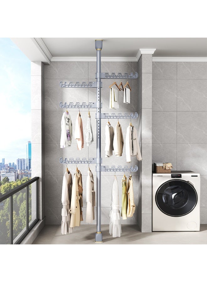 Adjustable Floor-to-Ceiling Clothes Rack – Multi-Layer Telescopic Closet Organizer with Rotating Hooks for Hanging Coats, Shirts & Accessories - Image 1
