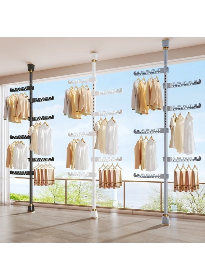 Adjustable Floor-to-Ceiling Clothes Rack – Multi-Layer Telescopic Closet Organizer with Rotating Hooks for Hanging Coats, Shirts & Accessories - Image 2