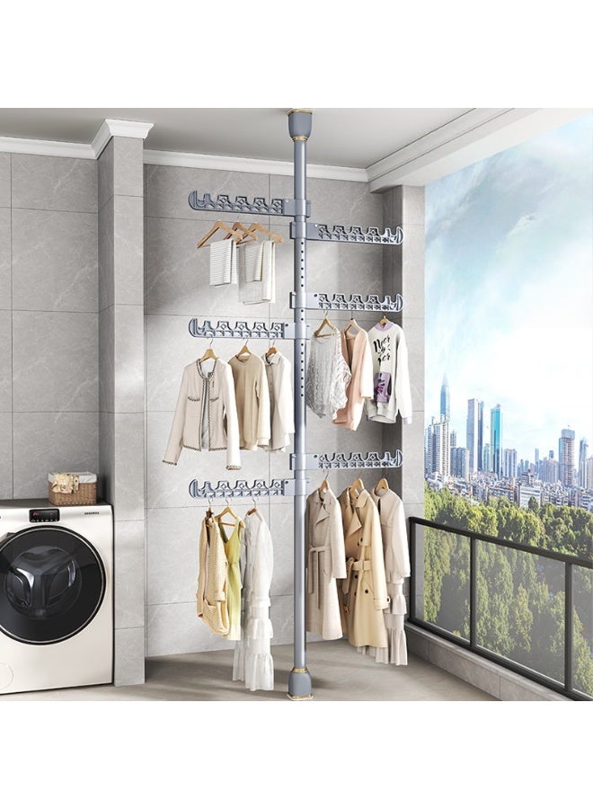 Adjustable Floor-to-Ceiling Clothes Rack – Multi-Layer Telescopic Closet Organizer with Rotating Hooks for Hanging Coats, Shirts & Accessories - Image 3