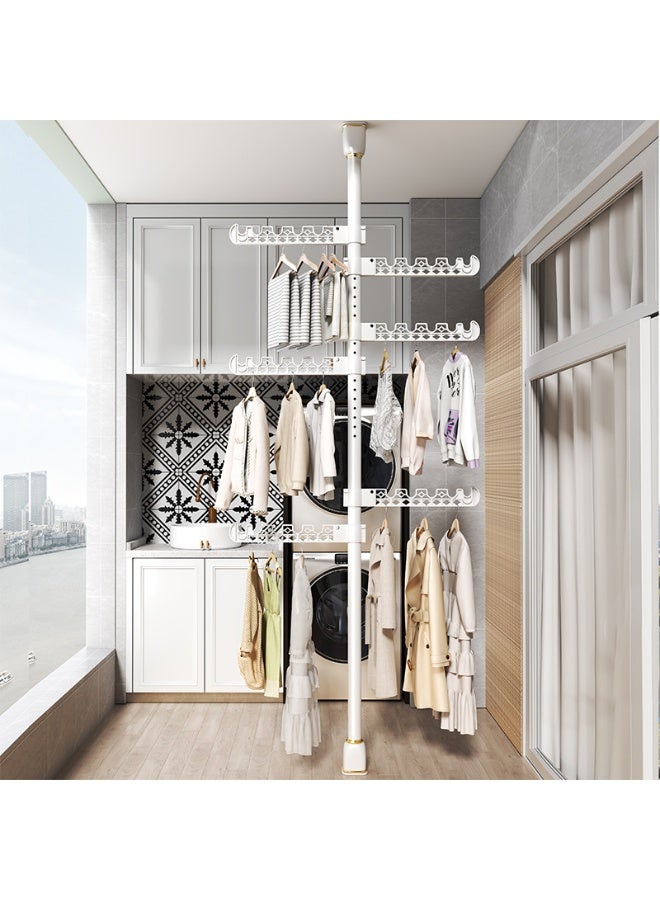 Adjustable Floor-to-Ceiling Clothes Rack – Multi-Layer Telescopic Closet Organizer with Rotating Hooks for Hanging Coats, Shirts & Accessories - Image 5