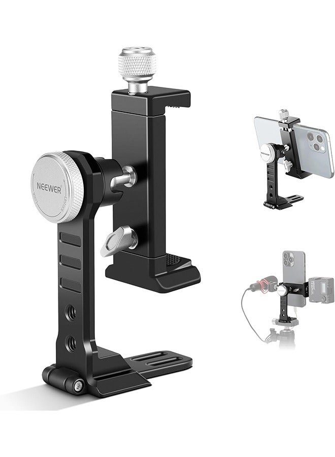 NEEWER Smartphone Tripod Mount Aluminum Alloy, 360° Rotatable Phone Stand Holder Clamp with Cold Shoe and Arca Base Compatible with iPhone 15 Pro Max Galaxy S24 Ultra Pixel & 2.6"-4" Wide Smartphones - Image 1