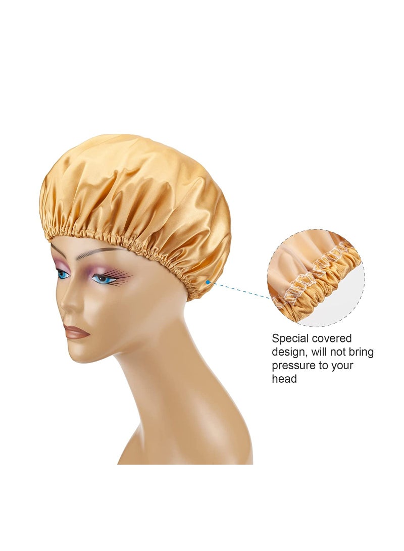 SYOSI Shower Cap Hat EVA Caps Double Waterproof Layers Bathing Hair Protection Reusable for Women Medium Size Ocean Blue Light Purple Gold Rose Red - Image 4