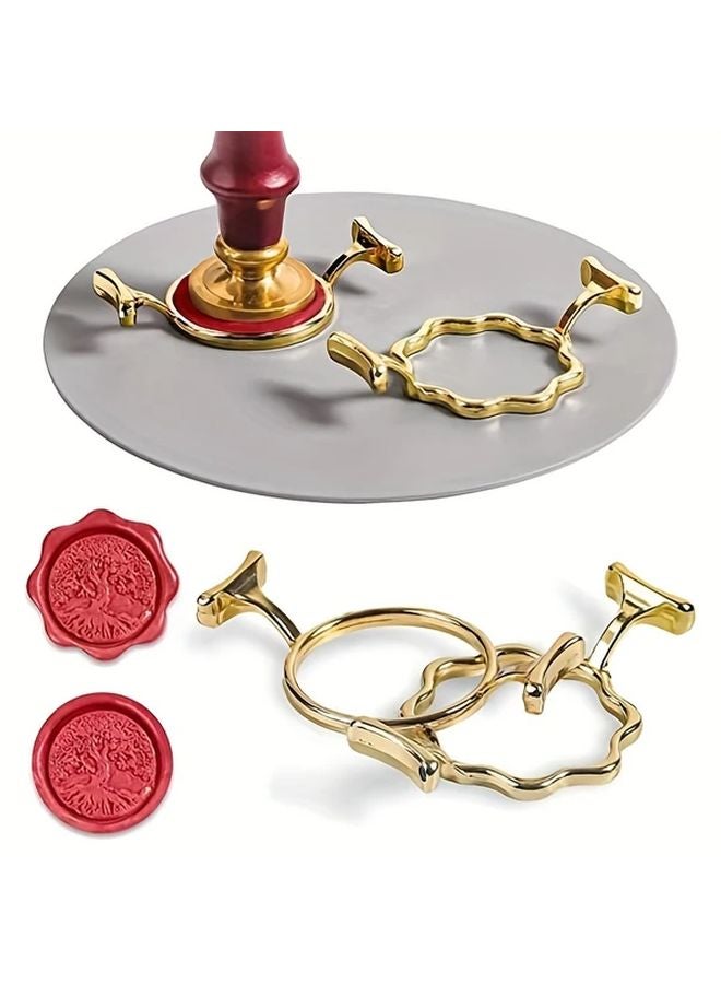 Round Flower Wax Seal Stamp Ring Set 2 Golden 2 Rose Golden 0 99 Inch Metal Seal Die - Image 2