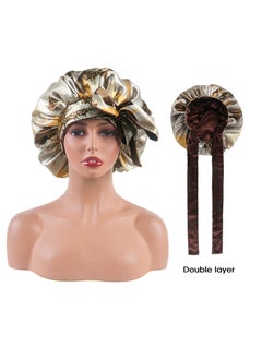 Hihonor Shower cap, night cap, silk turban, reversible turban night cap with ties, double layered curly night cap, women's curly hair for night cap  - Image 1