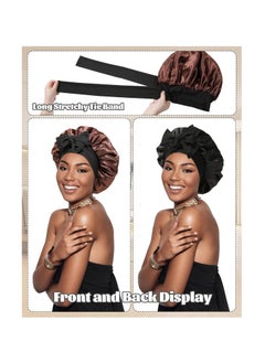Hihonor Shower cap, night cap, silk turban, reversible turban night cap with ties, double layered curly night cap, women's curly hair for night cap  - Image 3