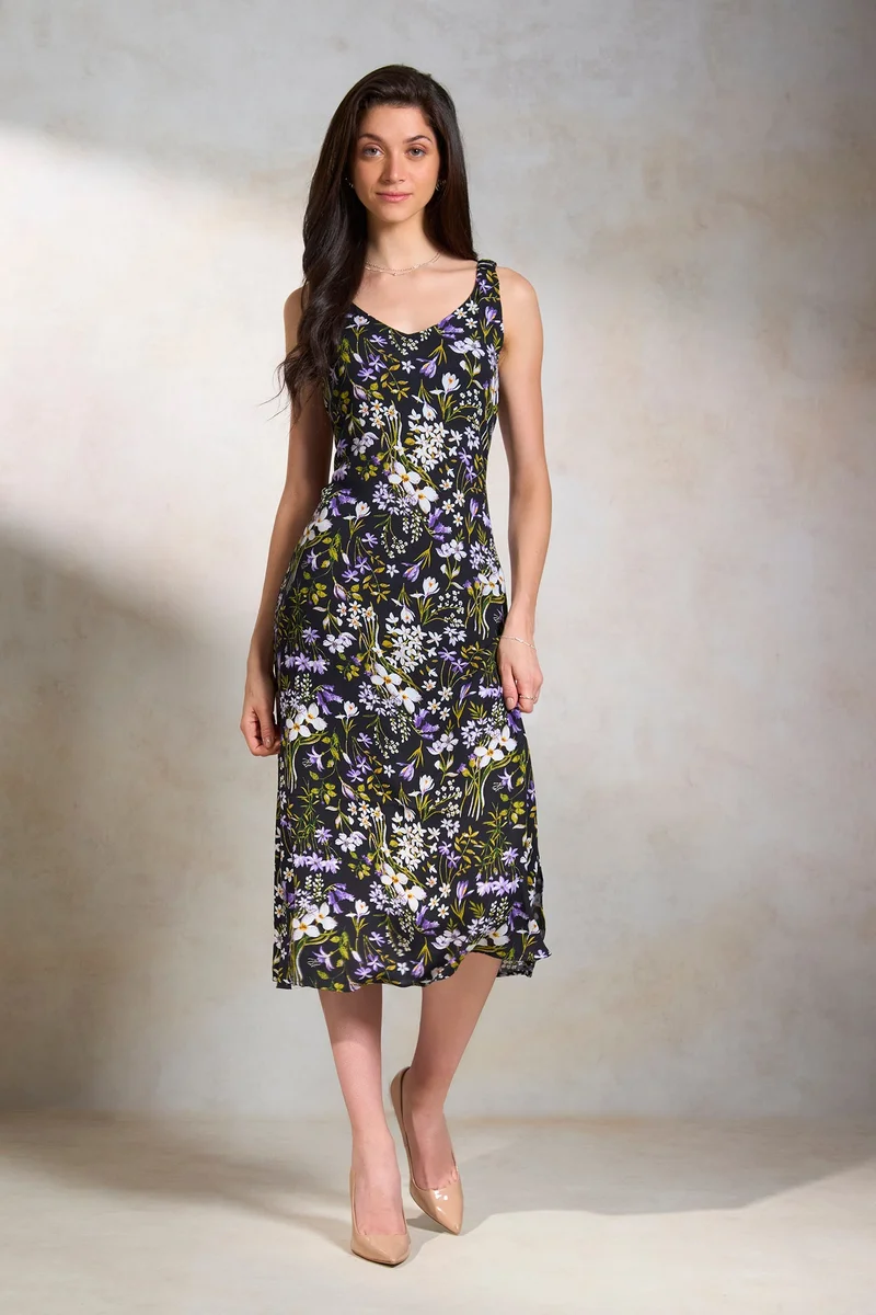 فيرجيو Viscose Floral Daywear Midi Dresses for Women