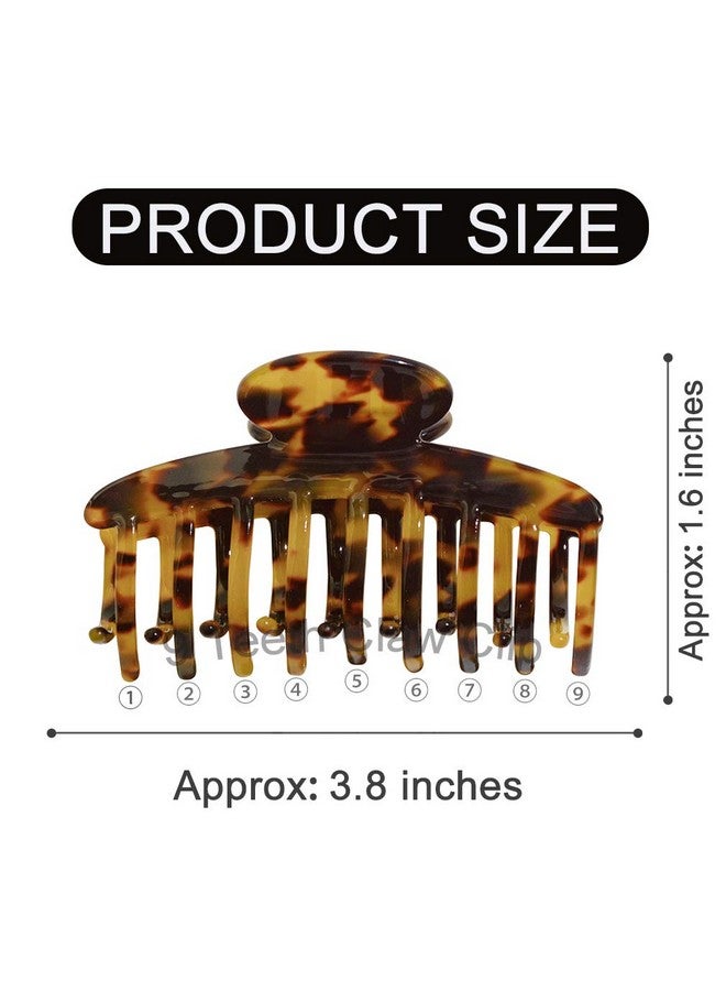 Aileam Big Claw Hair Clips 3.8 Inch Tortoise Banana Hair Clips for Women Girls Thin Hair French Design Celluloid Leopard Print Strong Hold Hair Clips for Thick Hair, 2 Color Available (2 Packs) - Image 1