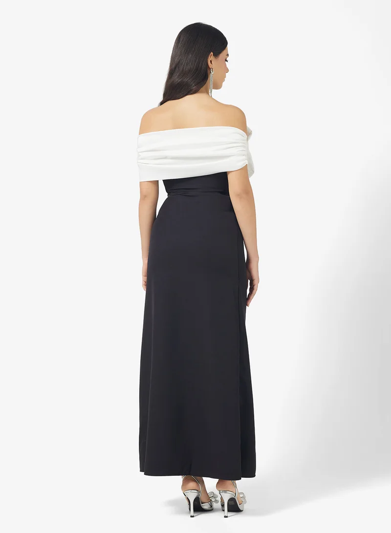 Ella Limited Edition Contrast Toned Dress With Back Bow Detail