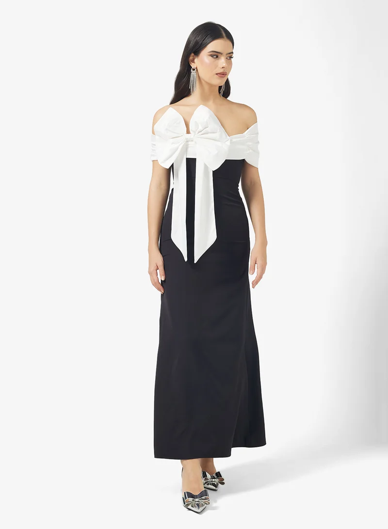 Ella Limited Edition Contrast Toned Dress With Back Bow Detail