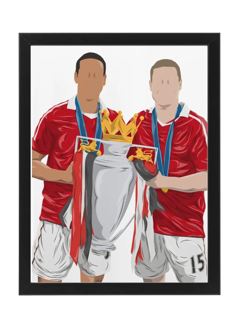 Boomah Accessories Nemanja Vidic, Rio Ferdinand Manchester United Icon Football Poster with Frame 30x40cm 