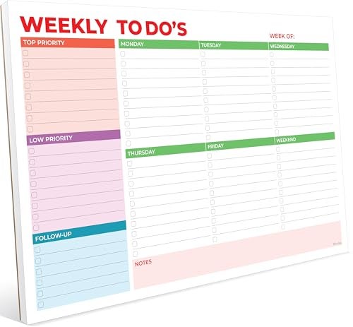 HADIGU Weekly Planner Notepad, Weekly To Do List Notepad, Tear Off Undated Weekly Planner Pad, 11.5" x 8", Premium Thick Paper with Cardboard Back Support, Desk Planner for Office & Home, Vivid Color Design. - Image 1
