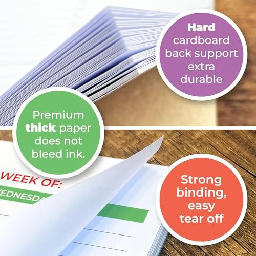 HADIGU Weekly Planner Notepad, Weekly To Do List Notepad, Tear Off Undated Weekly Planner Pad, 11.5" x 8", Premium Thick Paper with Cardboard Back Support, Desk Planner for Office & Home, Vivid Color Design. - Image 4
