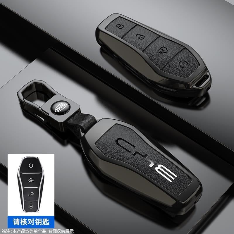 بي واي دي غطاء سلسلة مفاتيح من سبائك الزنك لسيارات BYD Qin PLUS و Seal 06 و Dolphin و Seagull و Qin L و Han DMI و Tang و Song Pro و Yuan - Image 1