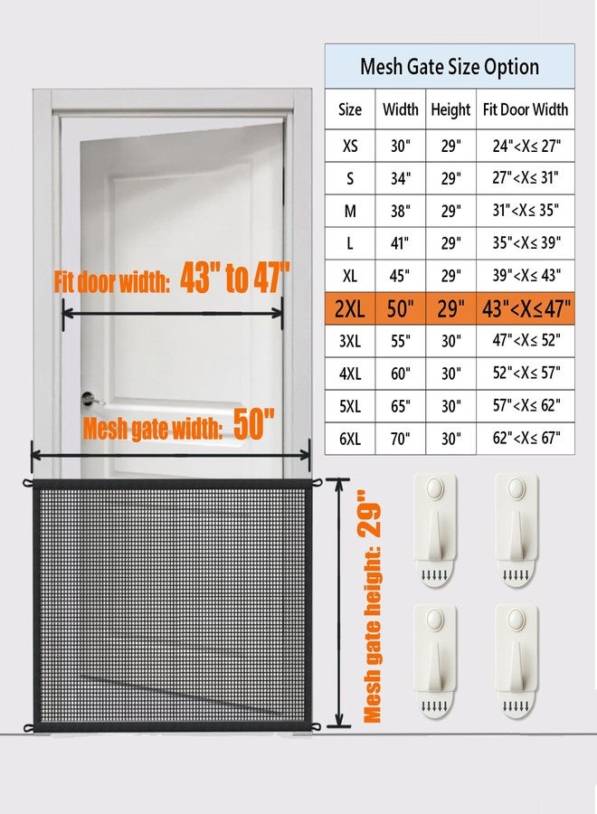 Cupount Dog Gate for Stairs Pet Gates for The House: Dogs Screen Mesh Gate for Doorways Stairways Indoor 29 inch Tall, 50 inch Wide Fits 44-47 inch Openings - Image 3