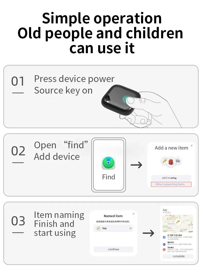 Halamine - Smart Tracker Item Finder for Apple Find My (iOS Only), Super MINI Size Key Finder Item Locator for Luggage,Wallet,Bicycle and More, IPX6 Waterproof Works Like Apple Airtag，Black - Image 1