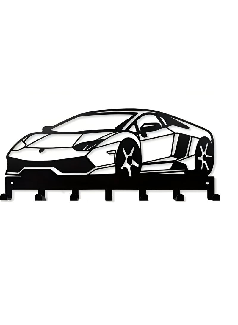 سوق الديكور حامل مفاتيح لامبورغيني هوراكان جداري - منظم مفاتيح معدني فاخر بتصميم سيارة رياضية | حامل مفاتيح 7 | ديكور عصري للمنزل والمرآب | رف جداري بخطافات | هدية لعشاق السيارات | علاقة مفاتيح أنيقة للسيارات | لوحة فنية جدارية لعشاق لامبورغيني | تصميم فولاذي مقطوع بالليزر | لمسة نهائية سوداء غير لامعة | لعشاق لامبورغيني من الرجال والأولاد والبنات | ديكور مستوحى من رياضة السيارات | الكمية محدودة - Image 1