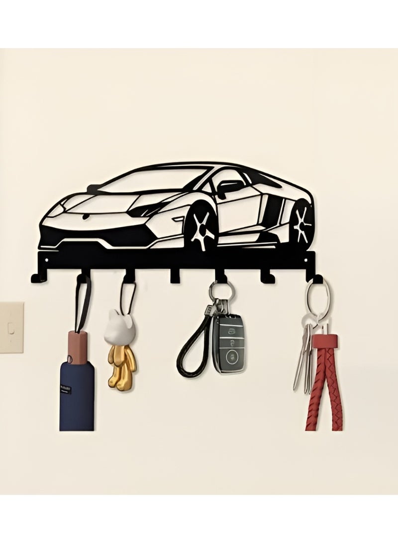 سوق الديكور حامل مفاتيح لامبورغيني هوراكان جداري - منظم مفاتيح معدني فاخر بتصميم سيارة رياضية | حامل مفاتيح 7 | ديكور عصري للمنزل والمرآب | رف جداري بخطافات | هدية لعشاق السيارات | علاقة مفاتيح أنيقة للسيارات | لوحة فنية جدارية لعشاق لامبورغيني | تصميم فولاذي مقطوع بالليزر | لمسة نهائية سوداء غير لامعة | لعشاق لامبورغيني من الرجال والأولاد والبنات | ديكور مستوحى من رياضة السيارات | الكمية محدودة - Image 4