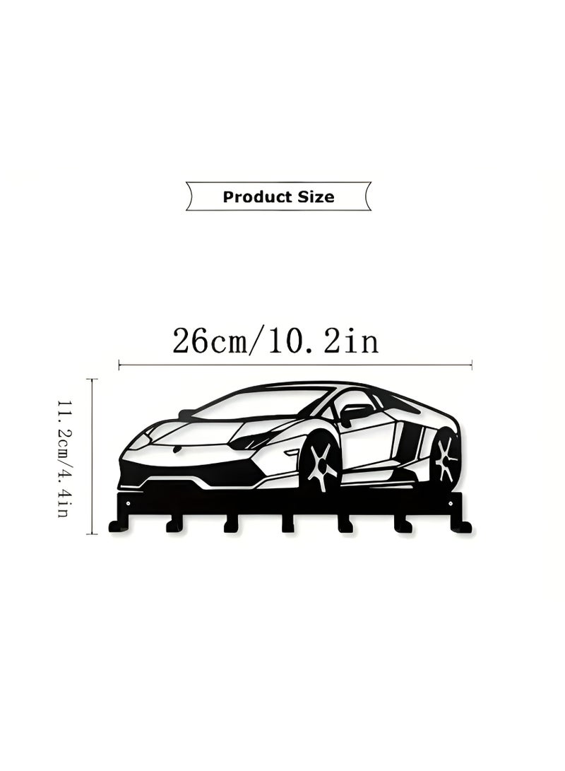 سوق الديكور حامل مفاتيح لامبورغيني هوراكان جداري - منظم مفاتيح معدني فاخر بتصميم سيارة رياضية | حامل مفاتيح 7 | ديكور عصري للمنزل والمرآب | رف جداري بخطافات | هدية لعشاق السيارات | علاقة مفاتيح أنيقة للسيارات | لوحة فنية جدارية لعشاق لامبورغيني | تصميم فولاذي مقطوع بالليزر | لمسة نهائية سوداء غير لامعة | لعشاق لامبورغيني من الرجال والأولاد والبنات | ديكور مستوحى من رياضة السيارات | الكمية محدودة - Image 3