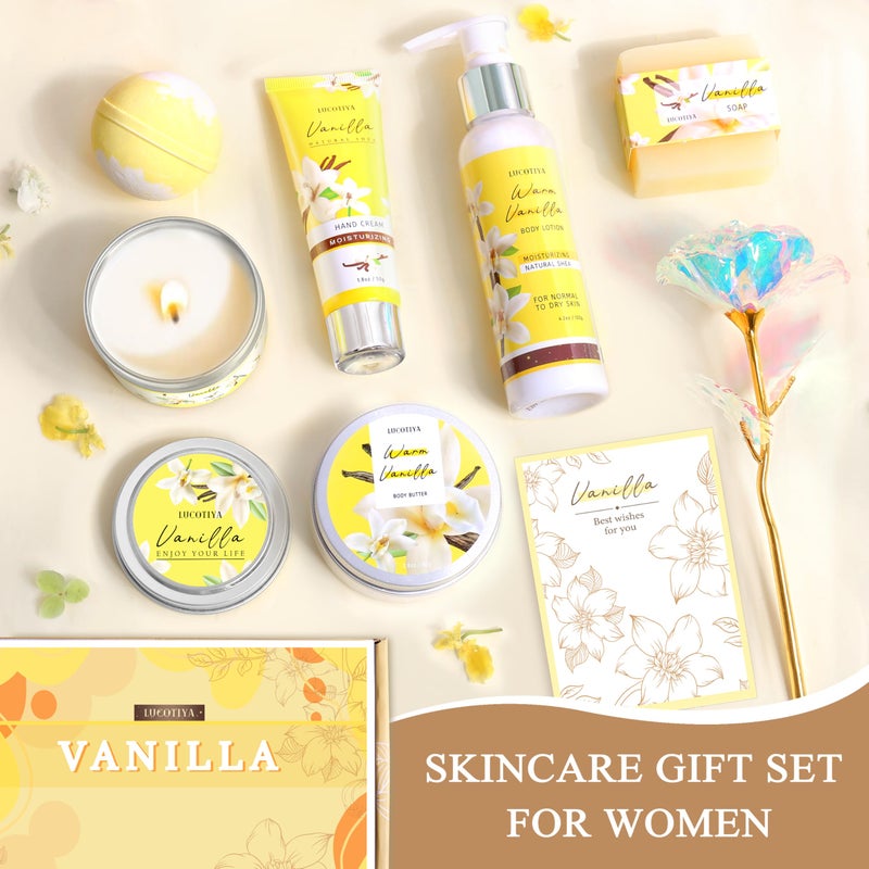 LUCOTIYA Gifts for Women, Birthday Gifts for Women, Bath and Body Gifts Set, Vanilla Spa Gift for Self Care,Thank you Relaxing Bath Sets for Mom, Girlfriend, Sister, Female Friends, Coworker - Image 2