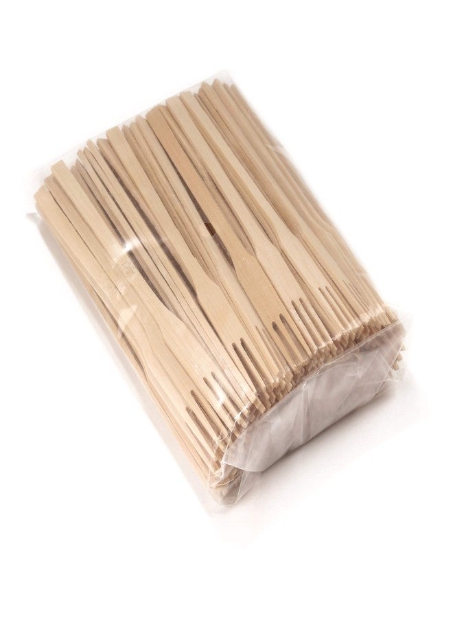 BambooMN 5.5" Decorative Bamboo Trident Fruit Fork Cocktail Picks for Catered Events, Holiday's, Restaurants or Buffets Party Supplies, 100 Pieces - Image 3