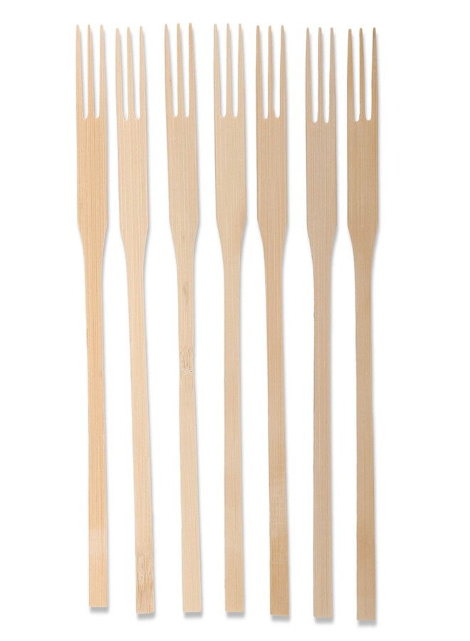 BambooMN 5.5" Decorative Bamboo Trident Fruit Fork Cocktail Picks for Catered Events, Holiday's, Restaurants or Buffets Party Supplies, 100 Pieces - Image 2
