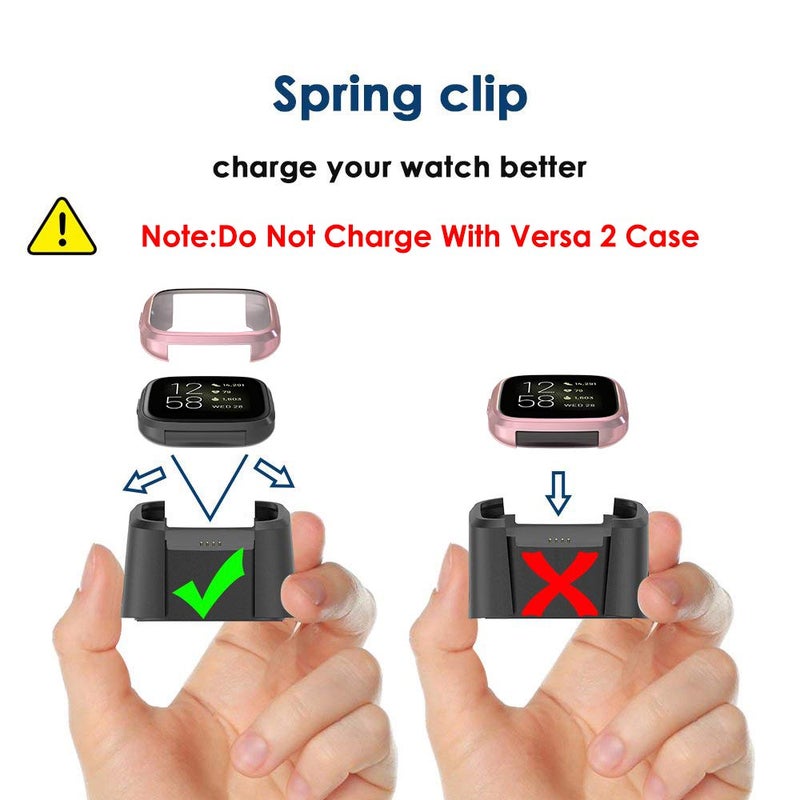 Simpeak Screen Protector Case Compatible with Fitbit Versa 2 Smartwatch, Pack of 5, Full Protection, Soft TPU Plated Bumper Cover, Rose Pink/Clear/Silver/Black/Rose Gold - Image 2