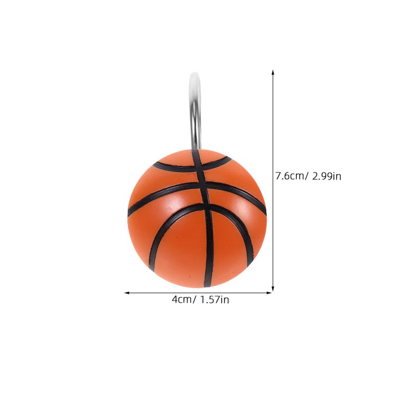 Luxshiny 12pcs Basketball Theme Shower Curtain Hooks Resin Bathroom Curtain Holders Decorative Rings Privacy Protection Accessories Rhinestone - Image 3