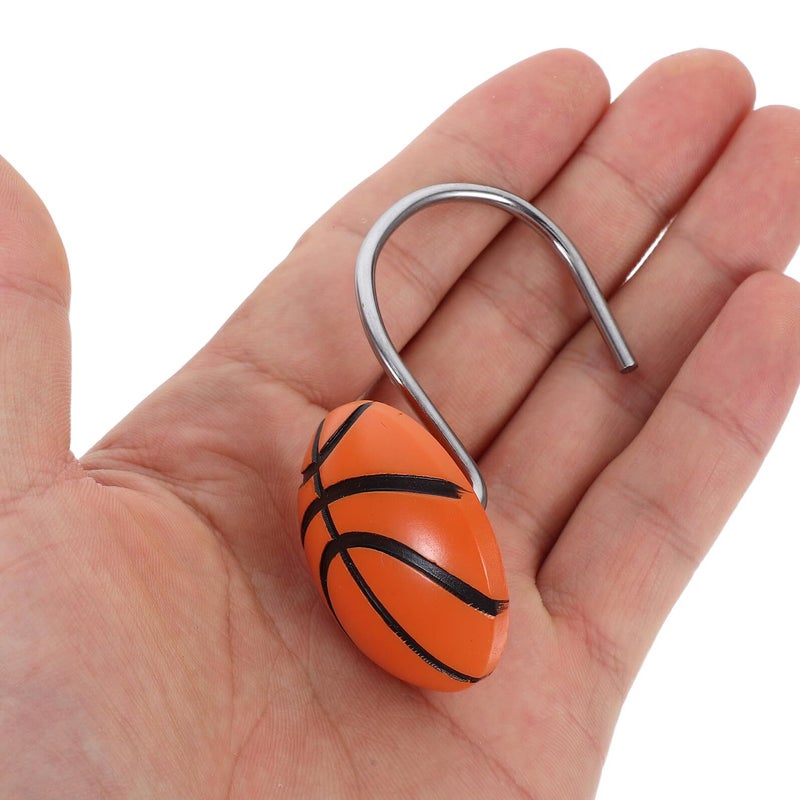 Luxshiny 12pcs Basketball Theme Shower Curtain Hooks Resin Bathroom Curtain Holders Decorative Rings Privacy Protection Accessories Rhinestone - Image 5