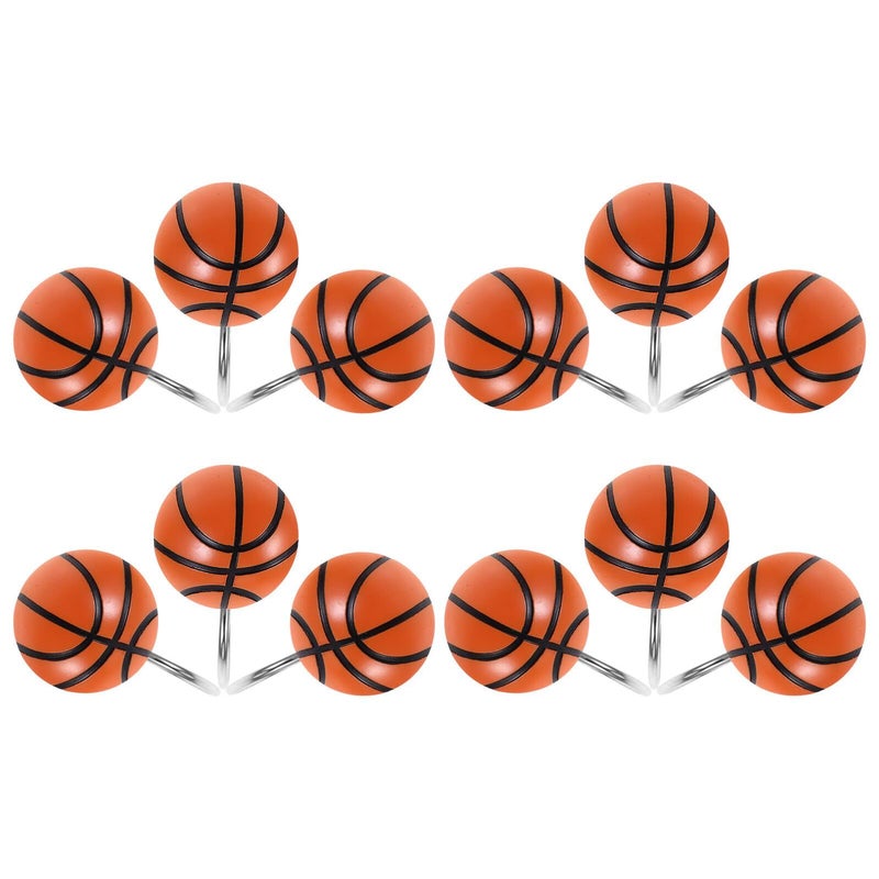 Luxshiny 12pcs Basketball Theme Shower Curtain Hooks Resin Bathroom Curtain Holders Decorative Rings Privacy Protection Accessories Rhinestone - Image 2