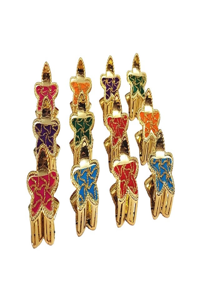 TopFinder® Golden Plastic Clutcher for Women Hair - Flower Small Korean Style Multicolor Matte Claw Clips Jaw Clutches Hair Accessories for Women and Girls- Pack Of 12Pcs - Image 1