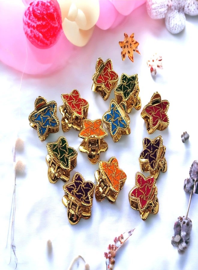 TopFinder® Golden Plastic Clutcher for Women Hair - Flower Small Korean Style Multicolor Matte Claw Clips Jaw Clutches Hair Accessories for Women and Girls- Pack Of 12Pcs - Image 4