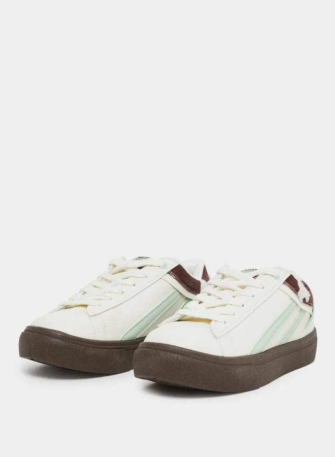 ستايلي Styli Contrast Sole Lace Up Sneakers